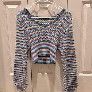 Multicolored Cropped Knit Sweater